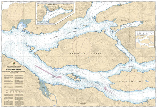 Canadian Nautical Chart #3544 - Johnstone Strait (Race & Current Passage)
