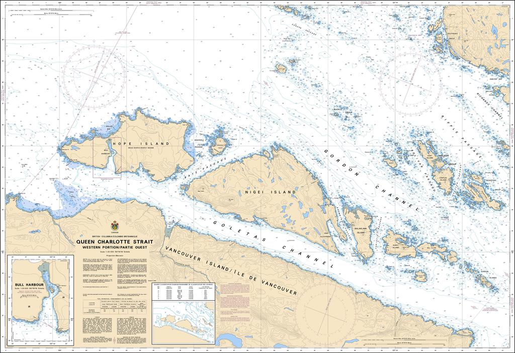 Canadian Nautical Chart #3549 - Queen Charlotte Strait (Western Portion)