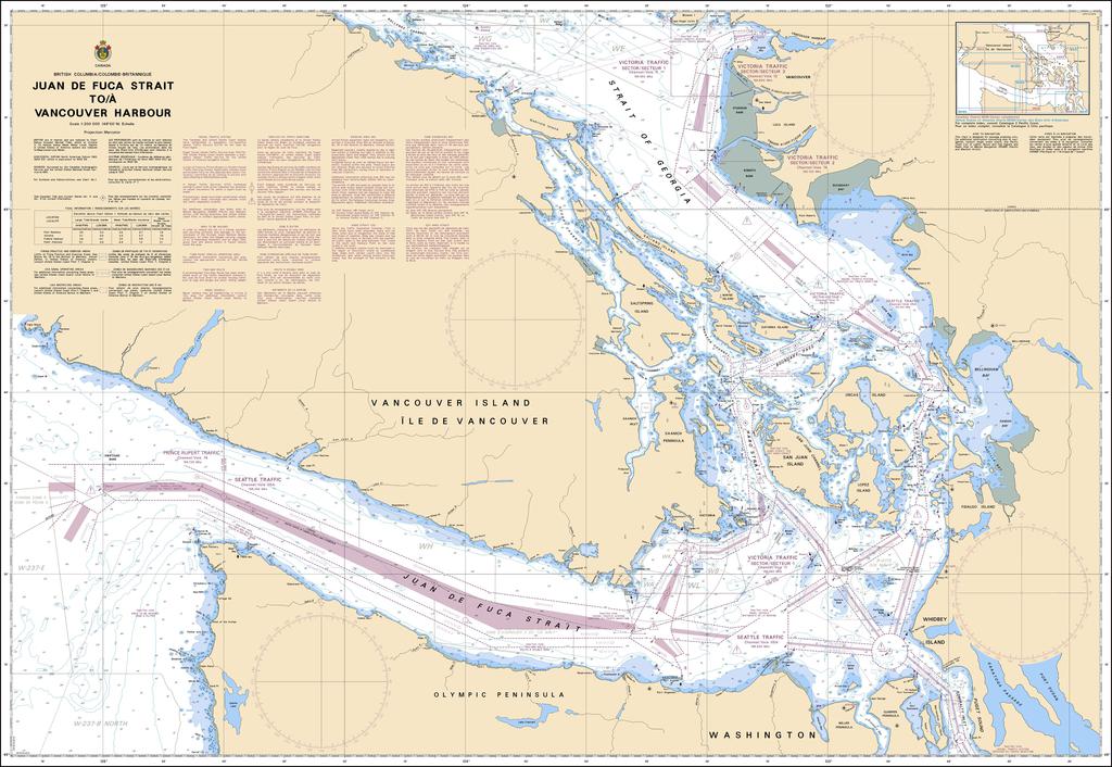 Canadian Nautical Chart #3601 - Juan de Fuca Strait to Vancouver Harbor