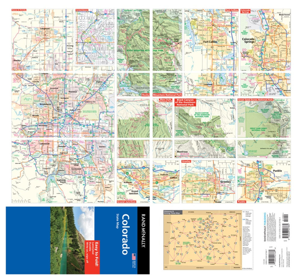 Colorado State Highway Laminated Map by Rand McNally (Easy to Fold) - Backside Map Insets