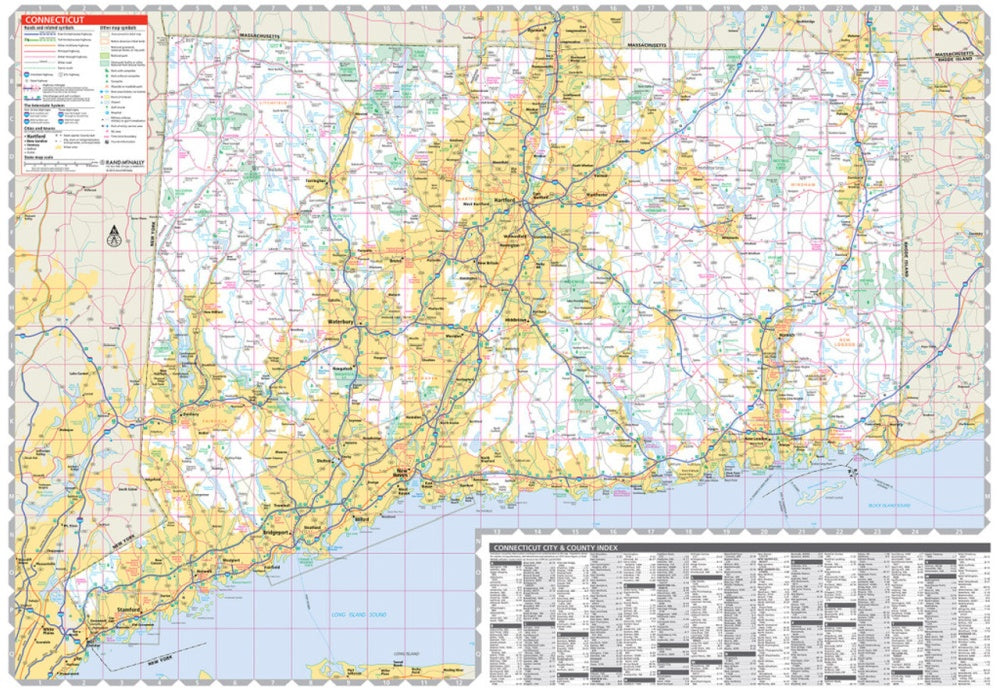 Connecticut & Rhode Island State Highway Folded Map by Rand McNally (Easy to Read) - CT Map