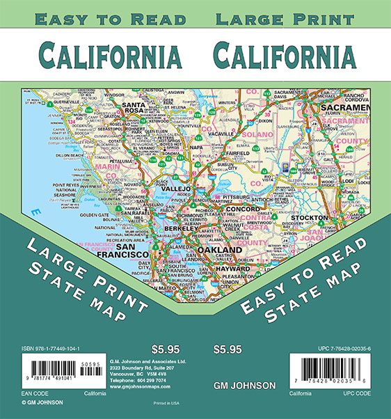 California Large Print Road Map