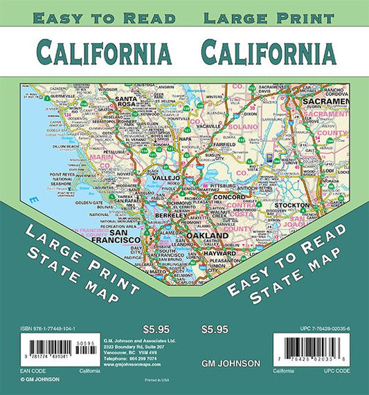 California Large Print Road Map