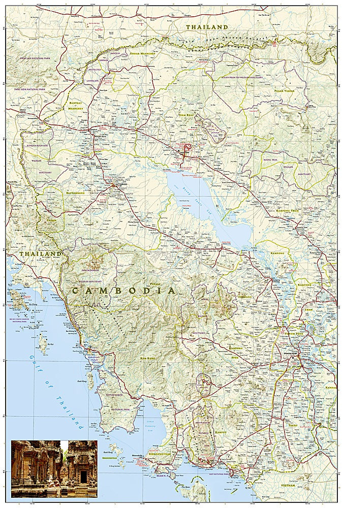 Cambodia Adventure Travel Map by National Geographic - Map Detail