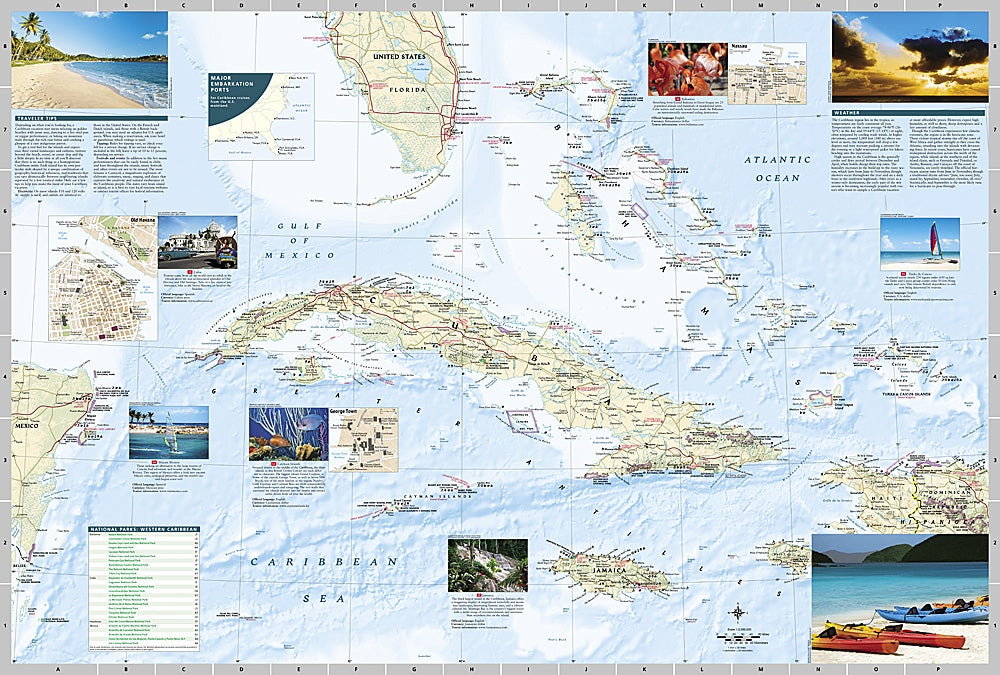 Caribbean Destination Touring Map & Guide by National Geographic - Cuba Map
