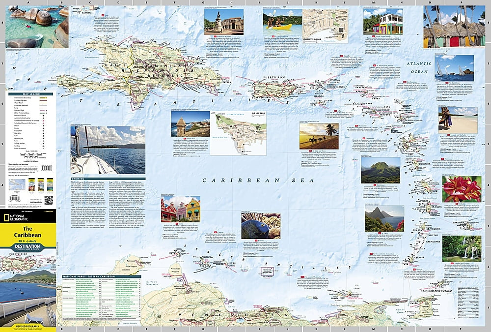 Caribbean Destination Touring Map & Guide by National Geographic - Islands Map