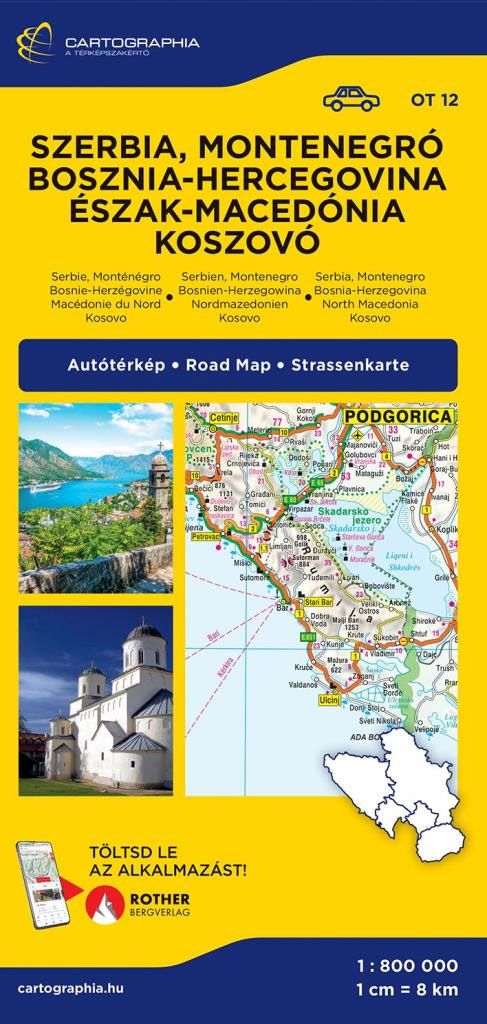Serbia, Montenegro, Bosnia & Herzegovina and Macedonia Travel Map by Cartographia
