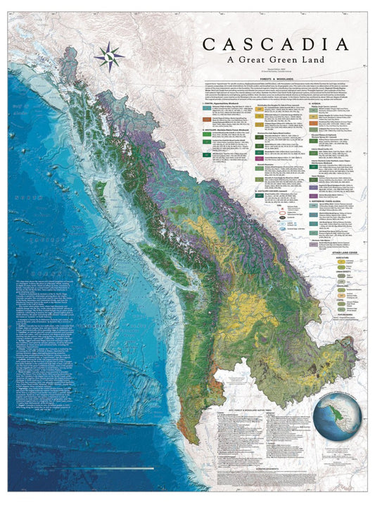 Cascadia Bioregion Wall & Reference Map