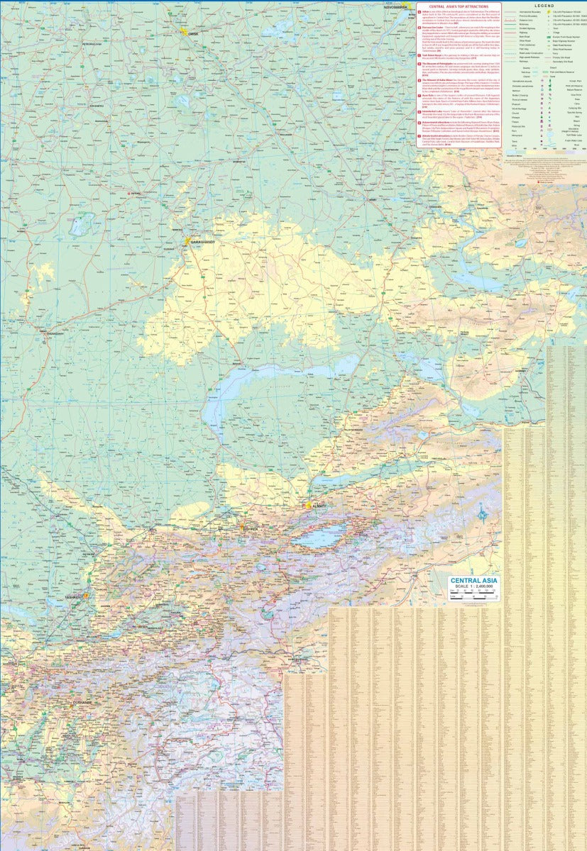Central Asia Travel & Reference Map by ITMB - Map Detail 2