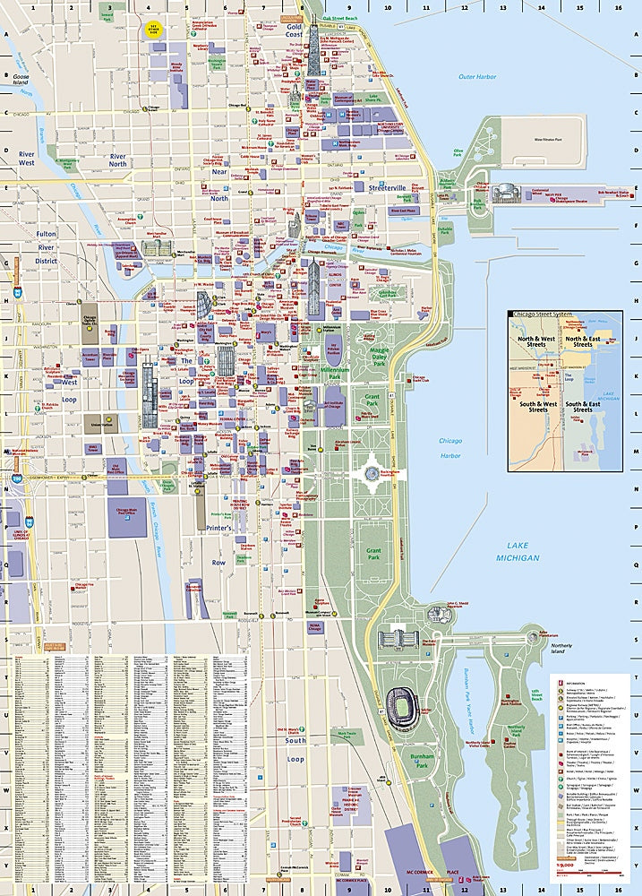Chicago City Destination Map & Travel Guide by National Geographic - Map Detail
