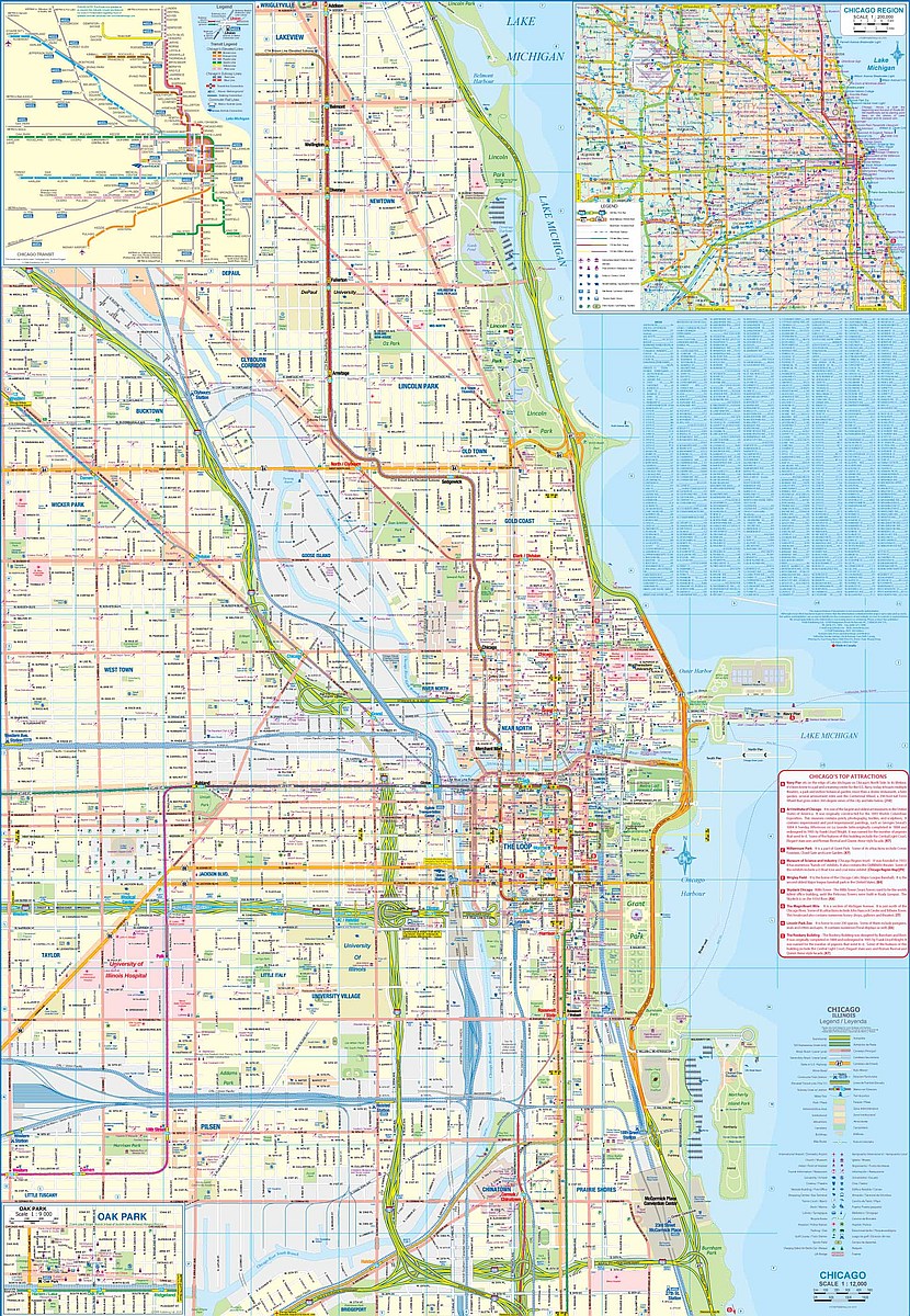 Chicago & Illinois Travel & Reference Map by ITMB - Chicago Map