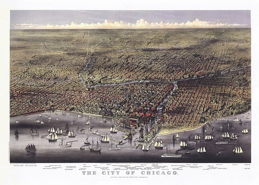 Antique Map of Chicago, IL 1874