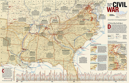 Civil War Wall Map by National Geographic