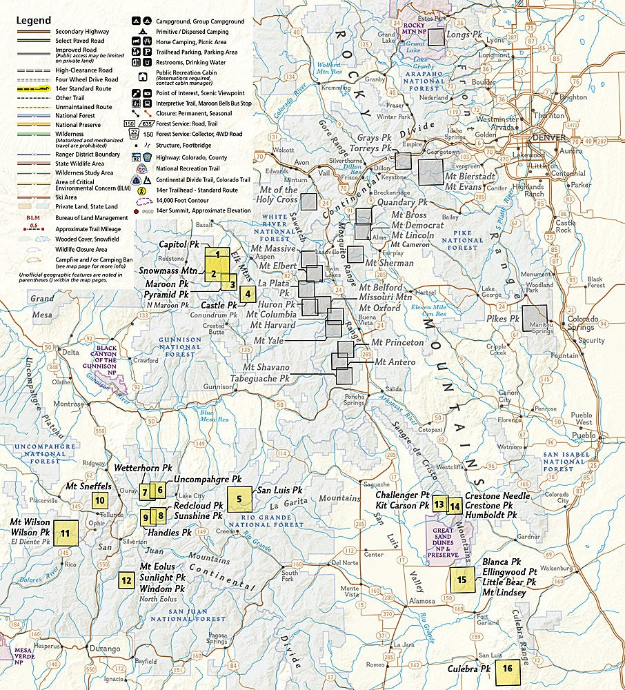 Colorado 14ers South Trails Illustrated Topographic Map Booklet #1303 - Coverage Map