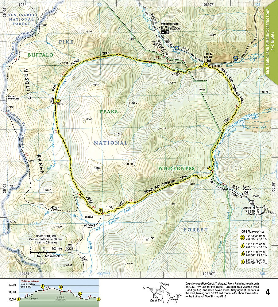 Colorado Backpacking Loops North Trails Illustrated Topographic Map Booklet #1304 - Map Detail