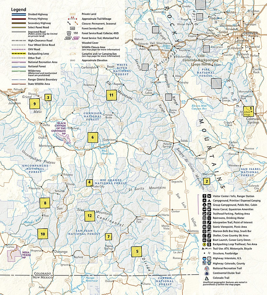 Colorado Backpacking Loops South Trails Illustrated Topographic Map Booklet #1305 - Coverage Map