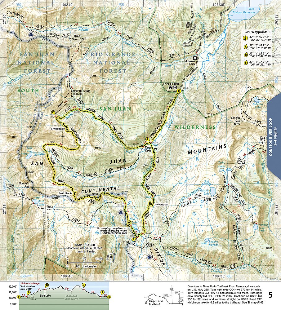 Colorado Backpacking Loops South Trails Illustrated Topographic Map Booklet #1305 - Map Detail