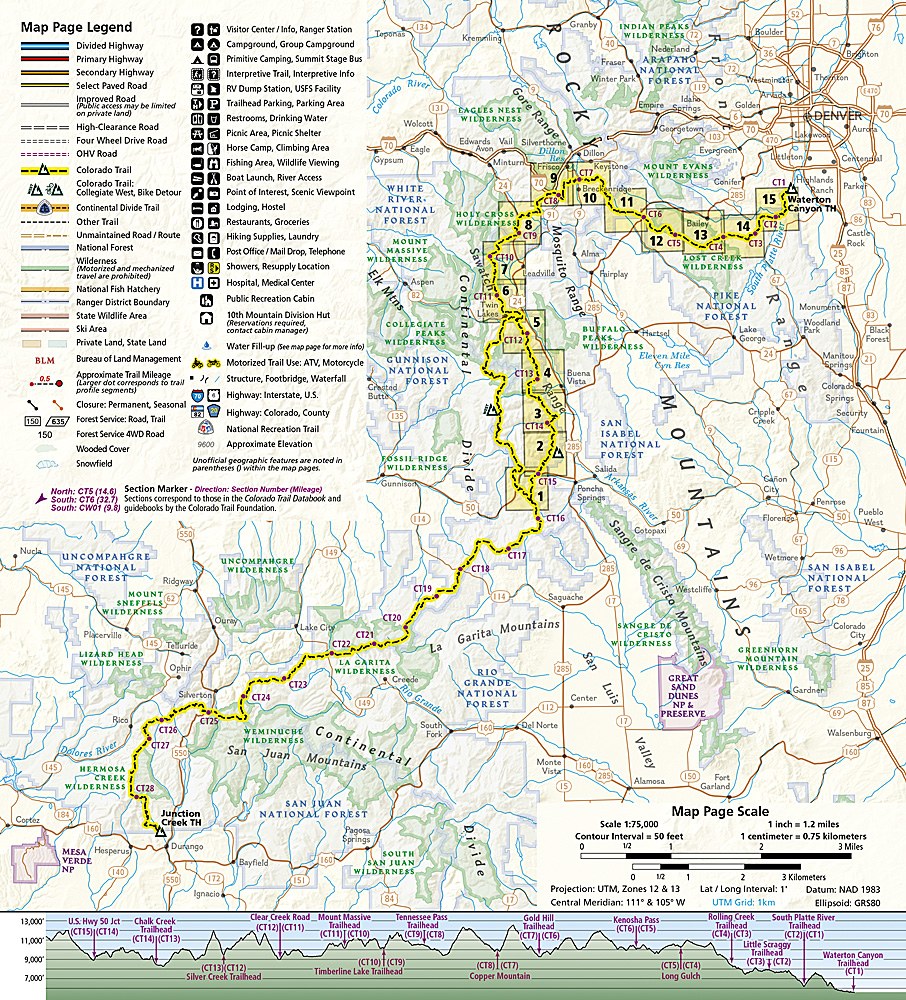 Colorado Trail North Trails Illustrated Topographic Map Guide #1202 - Coverage Map