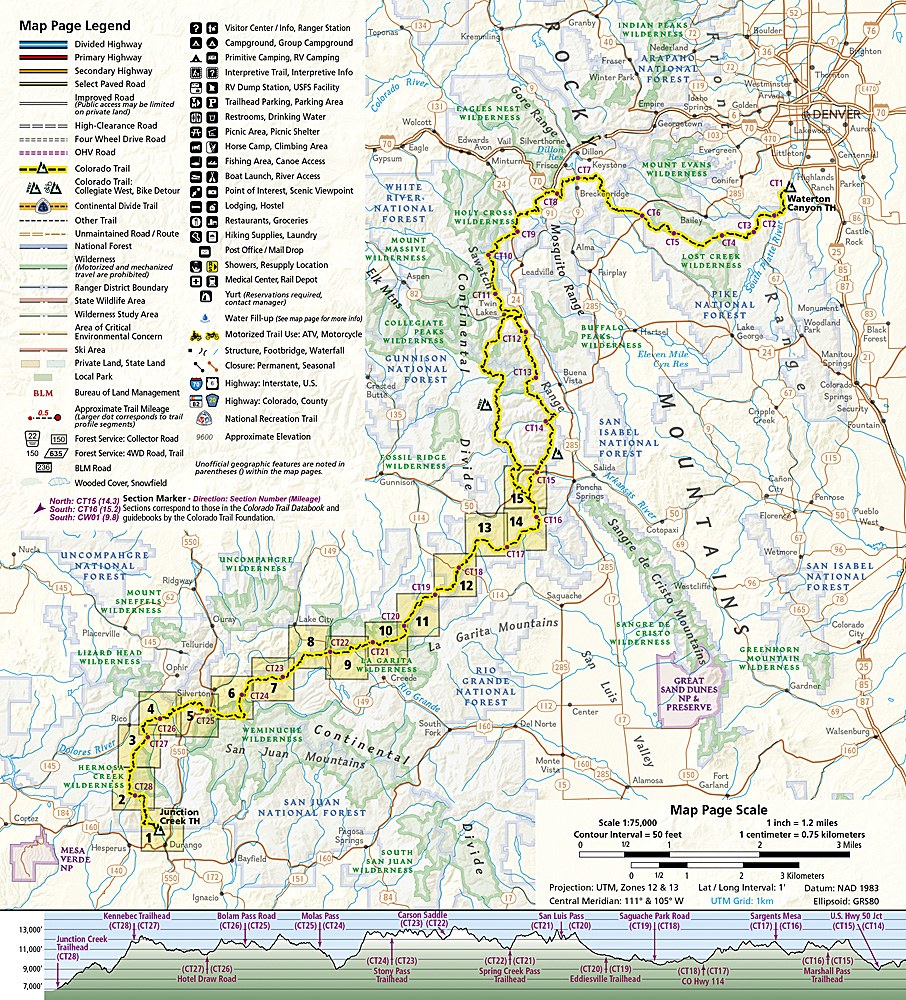 Colorado Trail South Trails Illustrated Topographic Map Booklet #1201 - Coverage Map