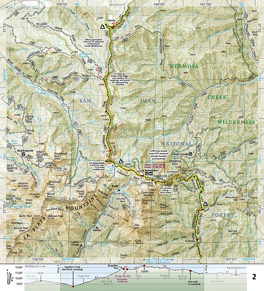 Colorado Trail South Trails Illustrated Topographic Map Booklet #1201 - Map Detail