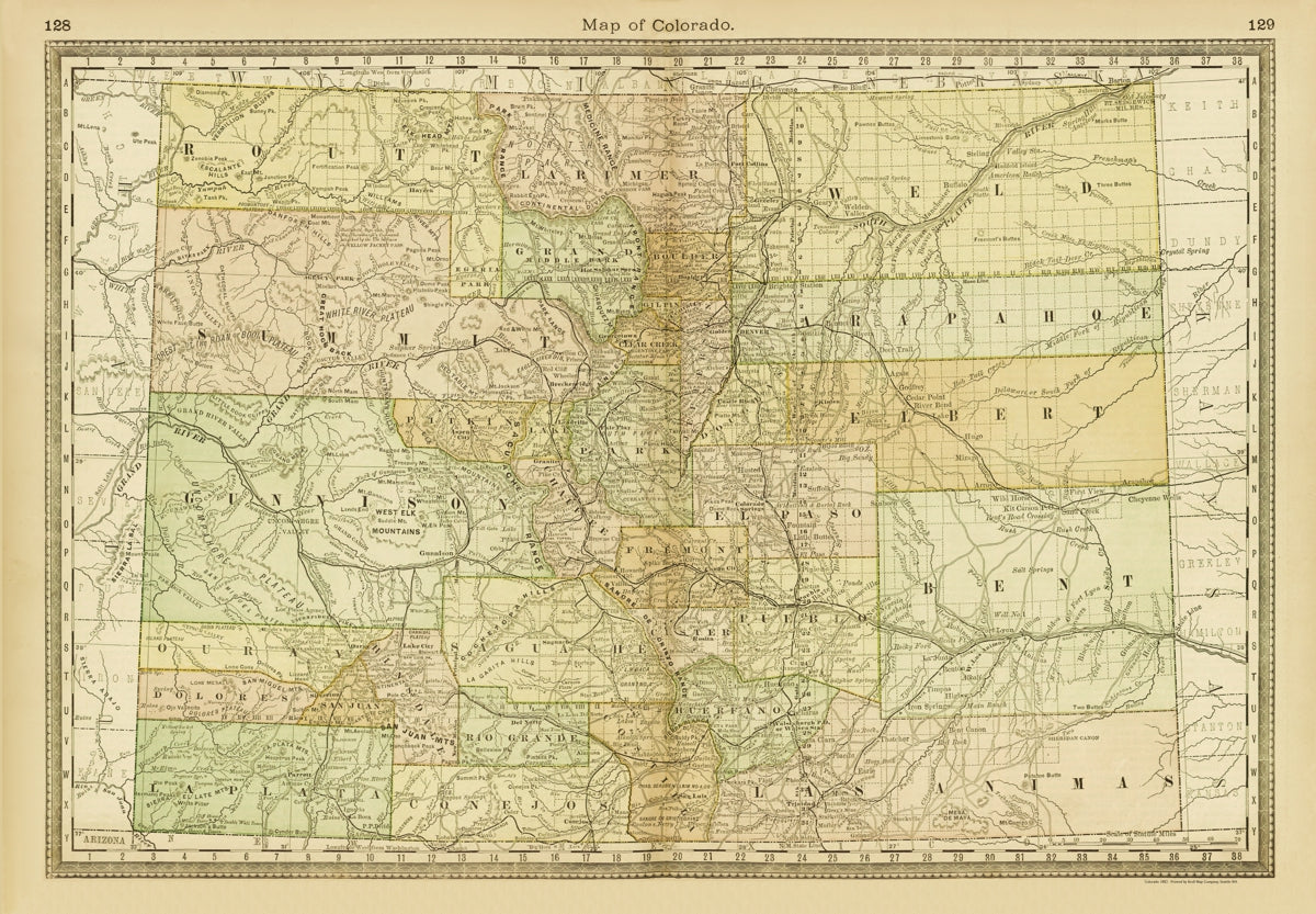 Colorado 1882 Antique Map Reproduction