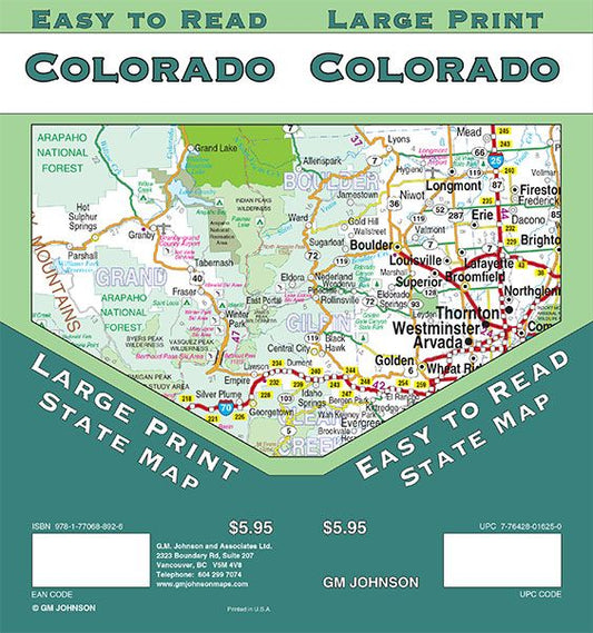 Colorado Large Print Road Map