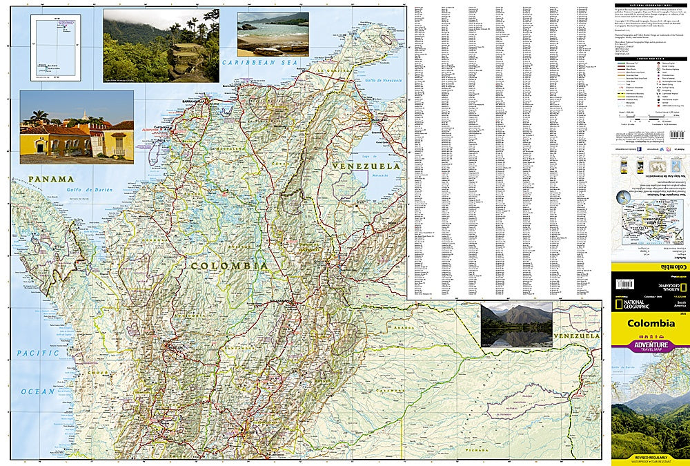Columbia Adventure Travel Map by National Geographic - Map Detail