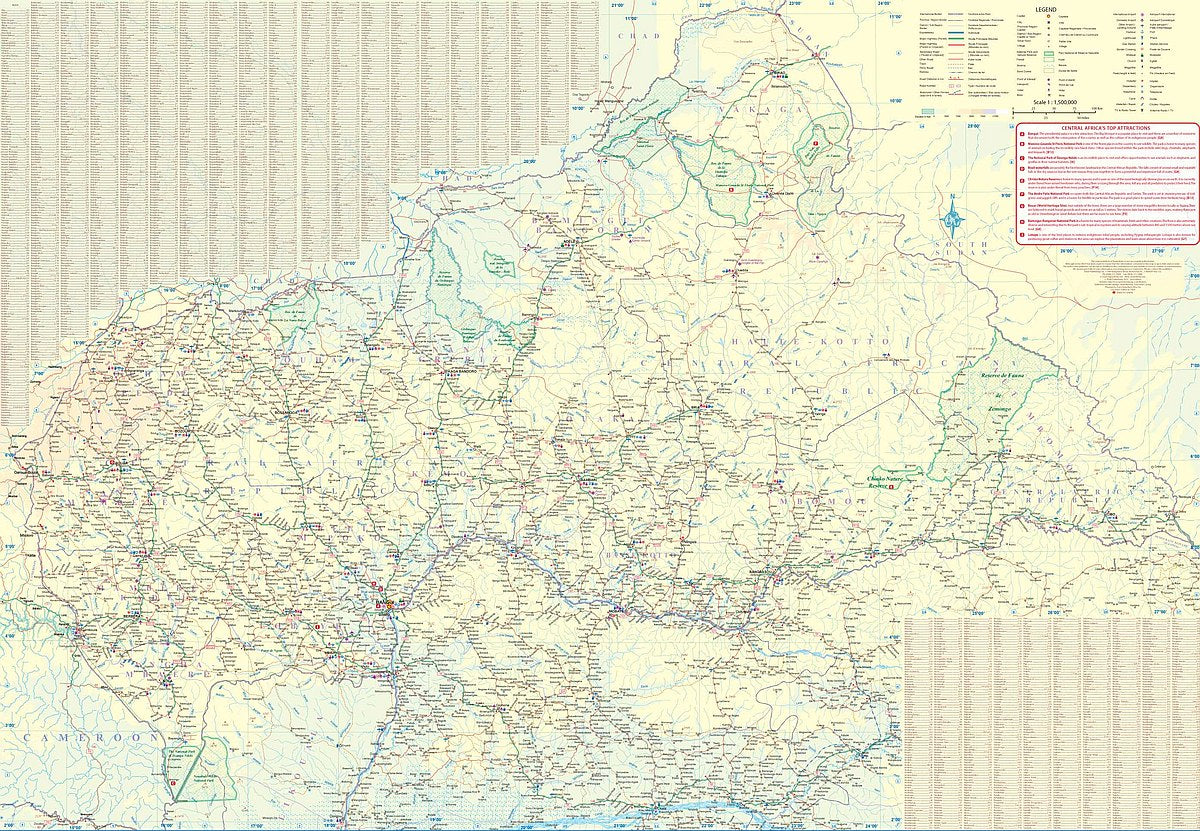 Congo, DRC & Central African Republic Travel & Reference Map by ITMB - C.A.R. Map