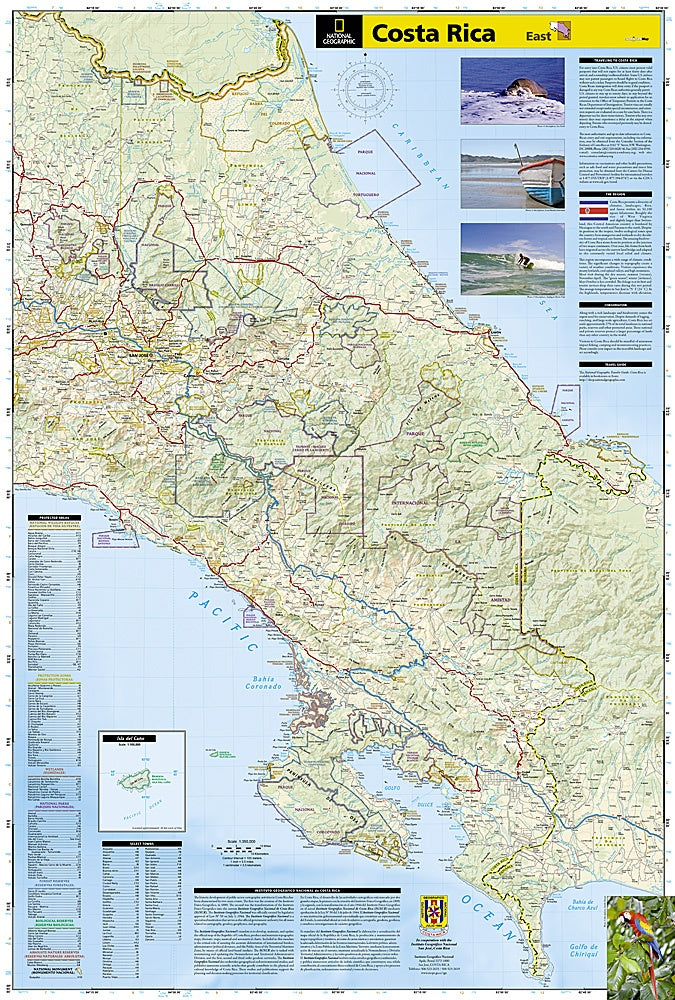 Costa Rica Adventure Travel Map by National Geographic - Map Detail