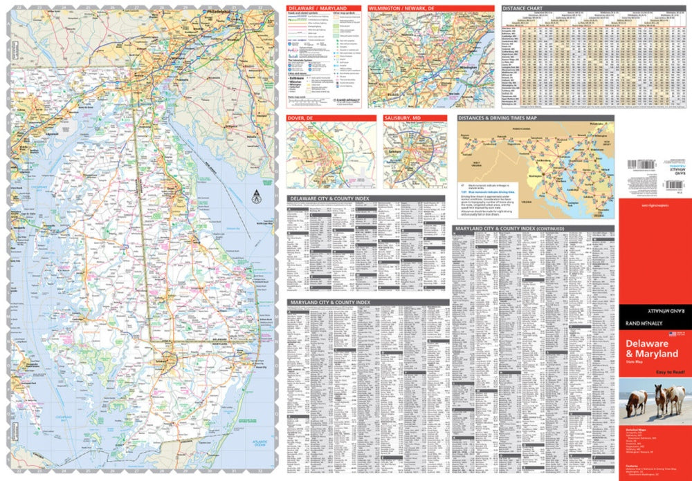 Delaware & Maryland State Highway Folded Map by Rand McNally (Easy to Read) - Delaware Map