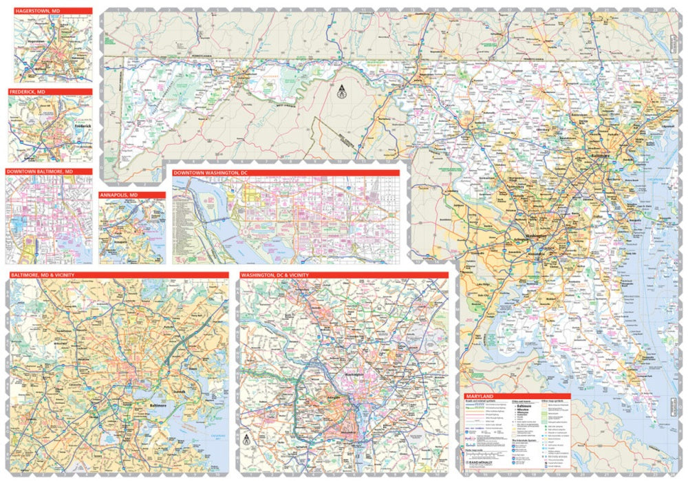Delaware & Maryland State Highway Folded Map by Rand McNally (Easy to Read) - Maryland Map