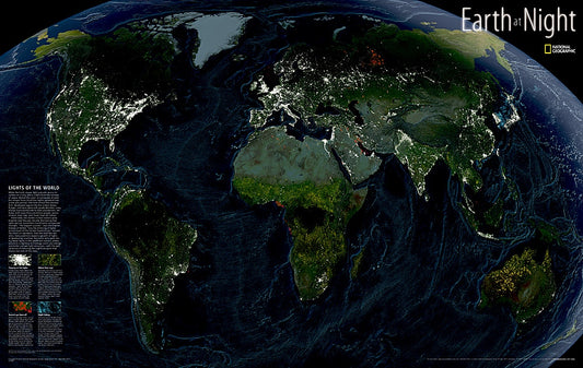 Earth at Night Wall Map by National Geographic