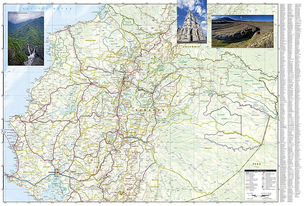 Ecuador & Galapagos Islands Adventure Travel Map by National Geographic - North Map