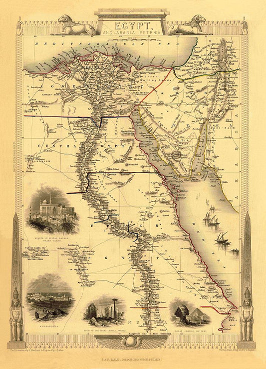Antique Map of Egypt 1851