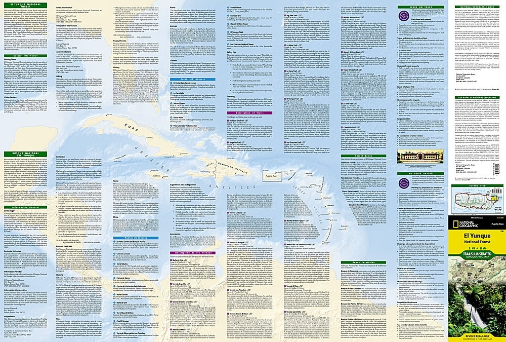 El Yunque National Forest Trails Illustrated Topographic Map #790 - Infographic