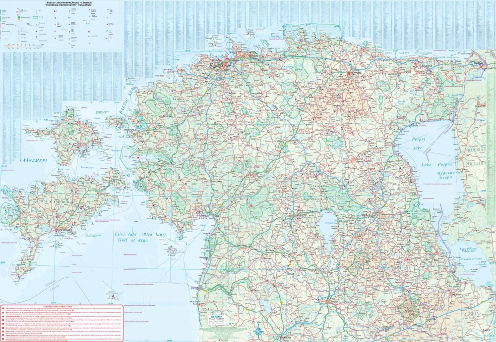 Estonia & Tallinn Travel & Reference Map by ITMB