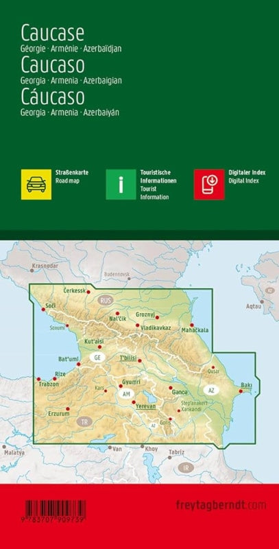 Caucasus (Georgia, Armenia & Azerbaijan) Road Map by Freytag & Berndt - Coverage Map