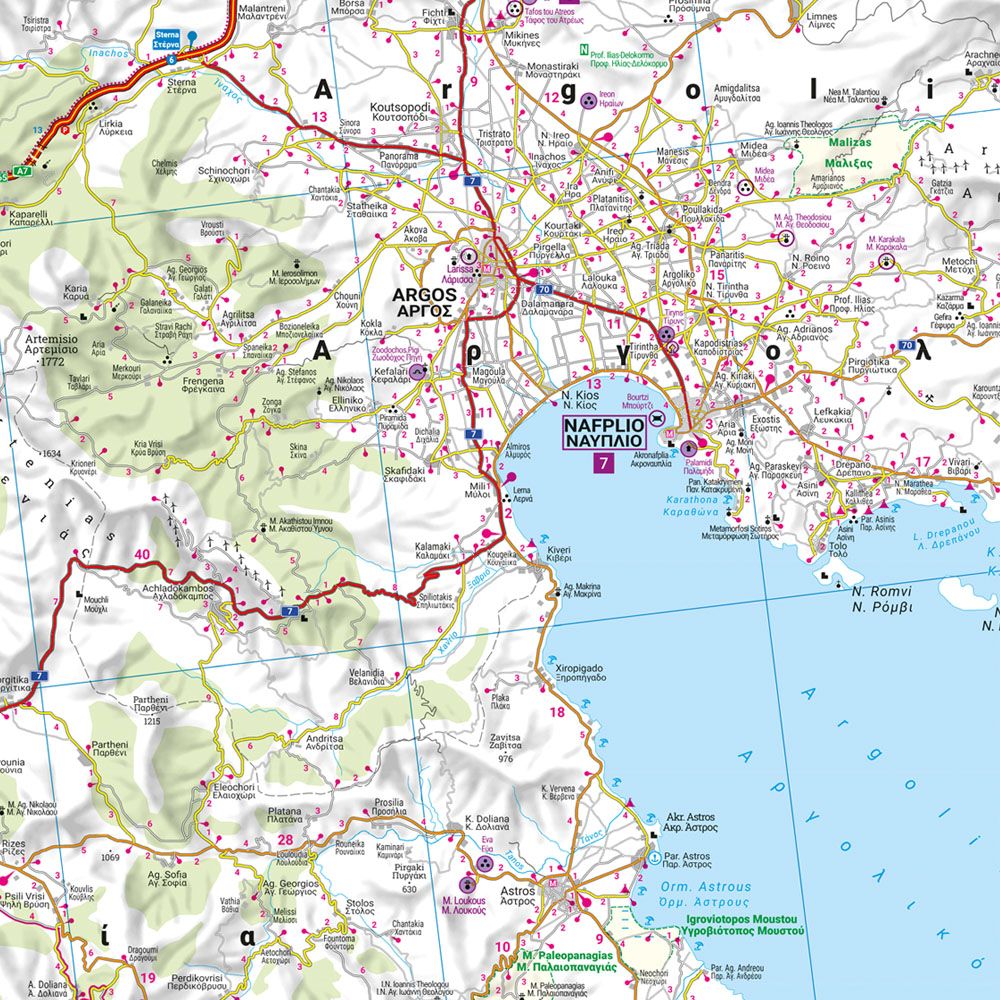 Peloponnese Greece Road Map by Freytag & Berndt - Map Detail