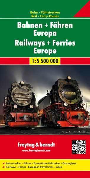 Railways & Ferries of Europe Guide Map by Freytag & Berndt - Cover
