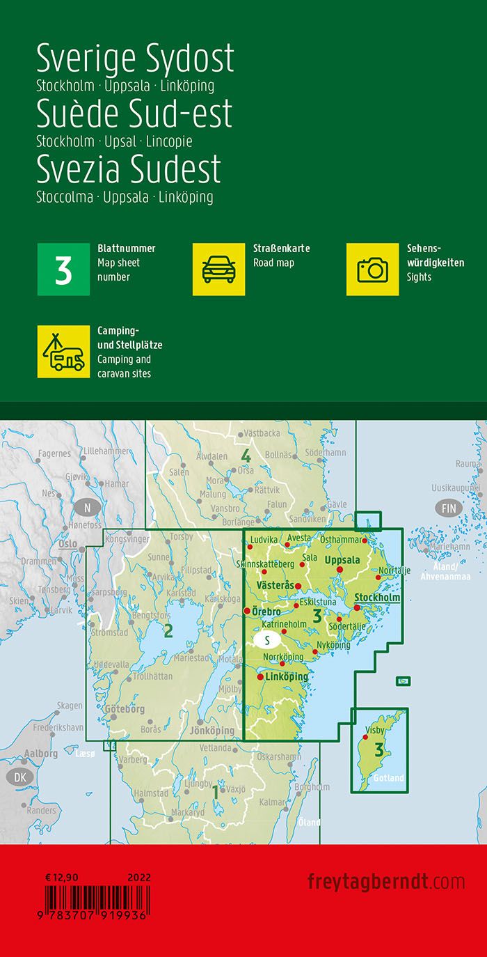 Sweden Southeast Road Map by Freytag & Berndt - Coverage Map