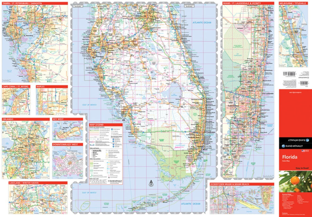 Florida State Highway Folded Map by Rand McNally (Easy to Read) - South Map