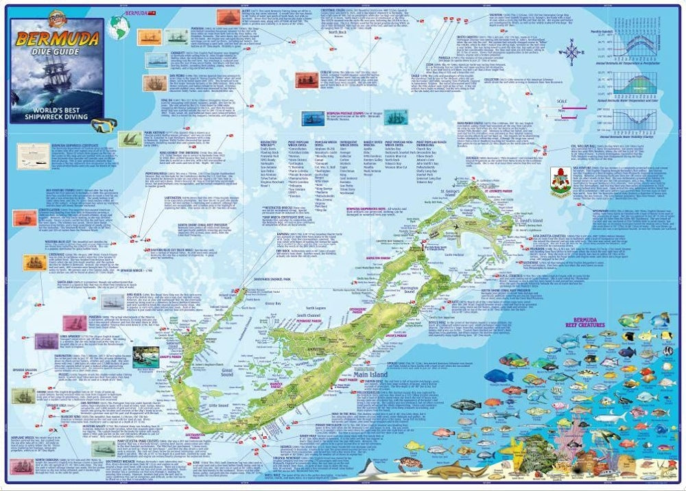 Bermuda Adventure & Dive Map by Franko Maps - Dive Guide