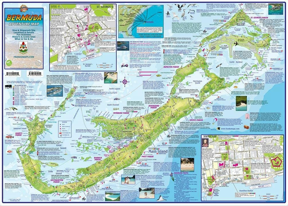 Bermuda Adventure & Dive Map by Franko Maps - Adventure Map