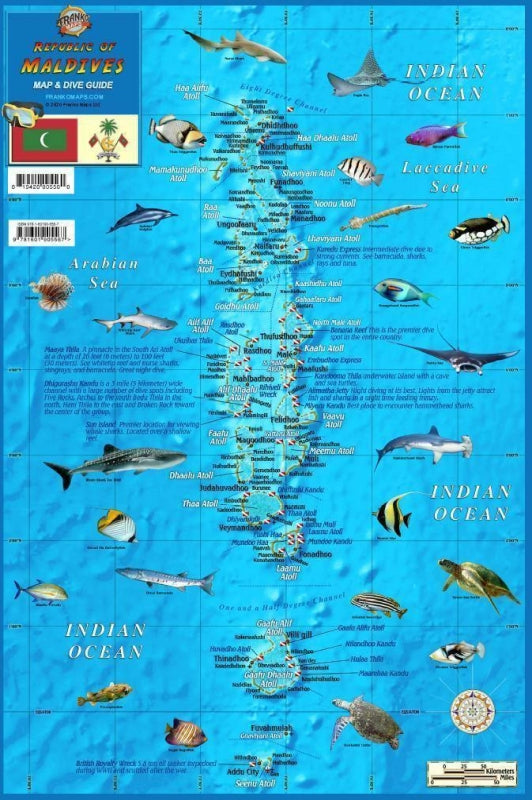Republic of Maldives Map & Dive Guide by Franko Maps - Map