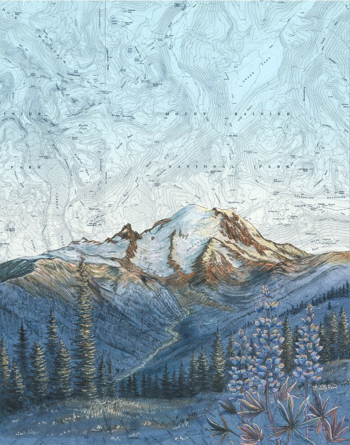 Mt Rainier Silver Forest Trail Souvenir Art Print by Final Switchback
