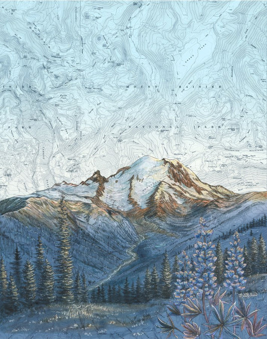 Mt Rainier Silver Forest Trail Souvenir Art Print by Final Switchback