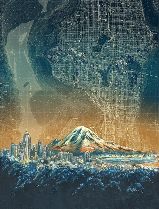 Seattle Cityscape Souvenir Art Print by Final Switchback