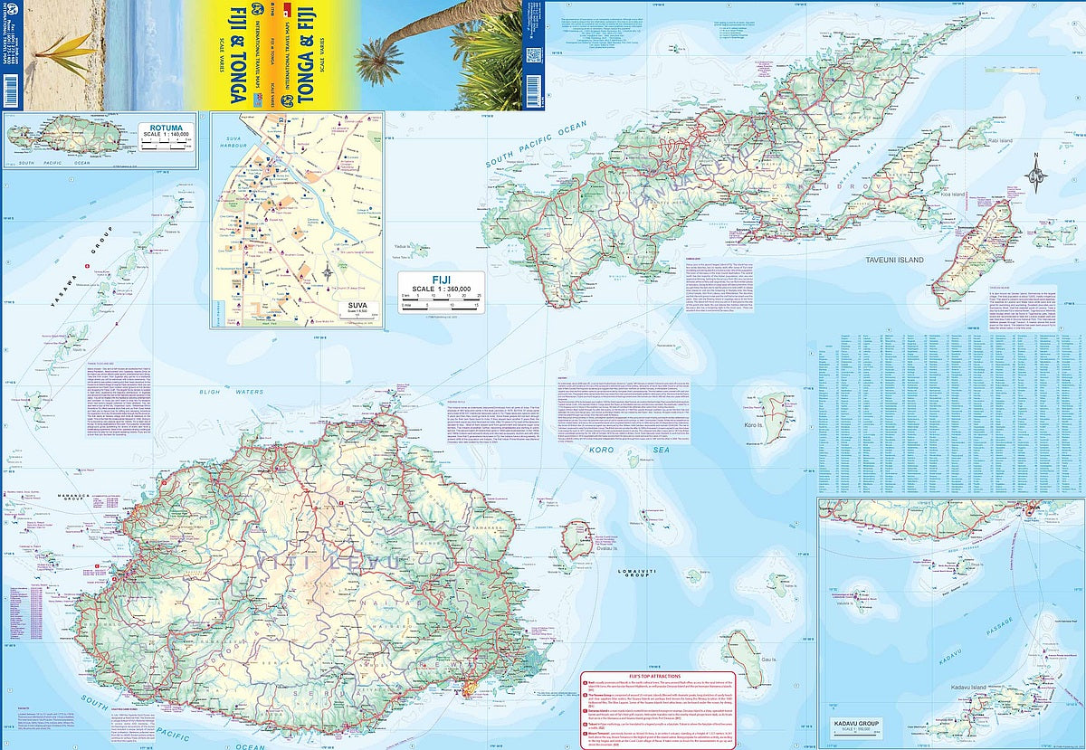Fiji & Tonga Travel & Reference Map by ITMB - Fiji Map Detail