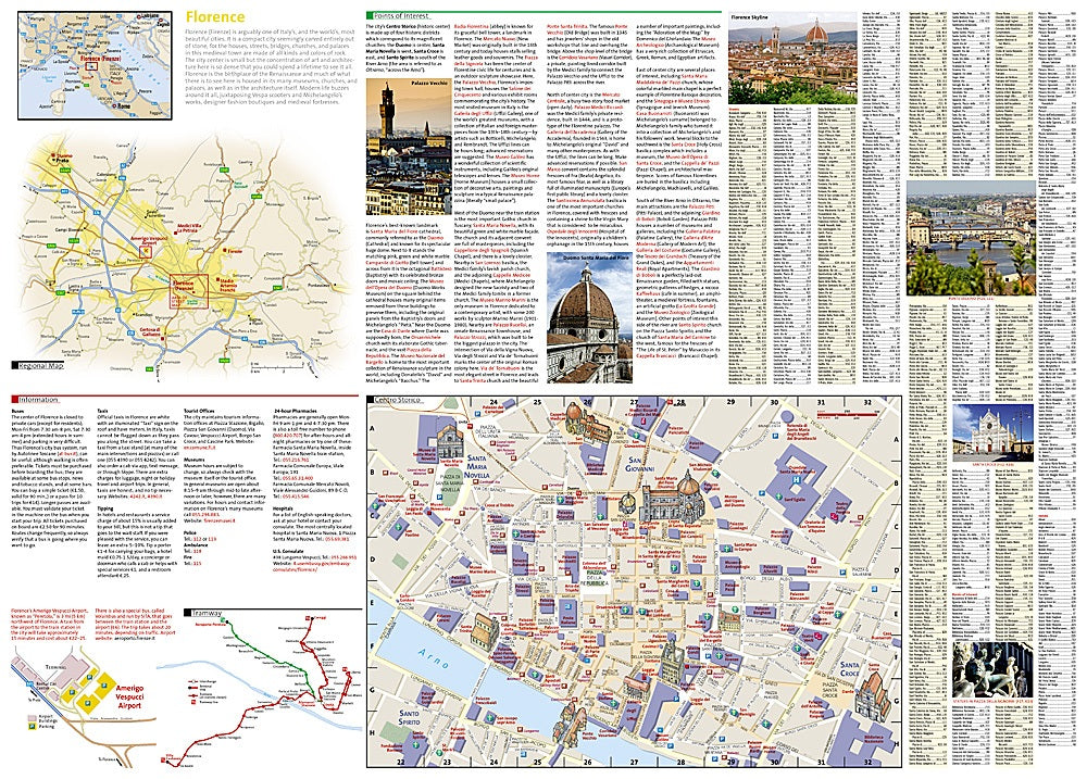 Florence (Italy) City Destination Map & Travel Guide by National Geographic - Information & Detail