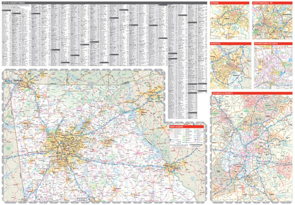 Ga State Routes Georgia State Highway Folded Map by Rand McNally - Easy to Read ...